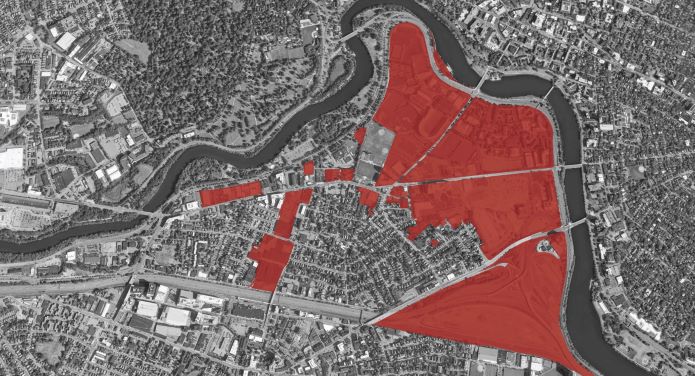 Map of Harvard-owned plots in Allston. Image courtesy of CJAB